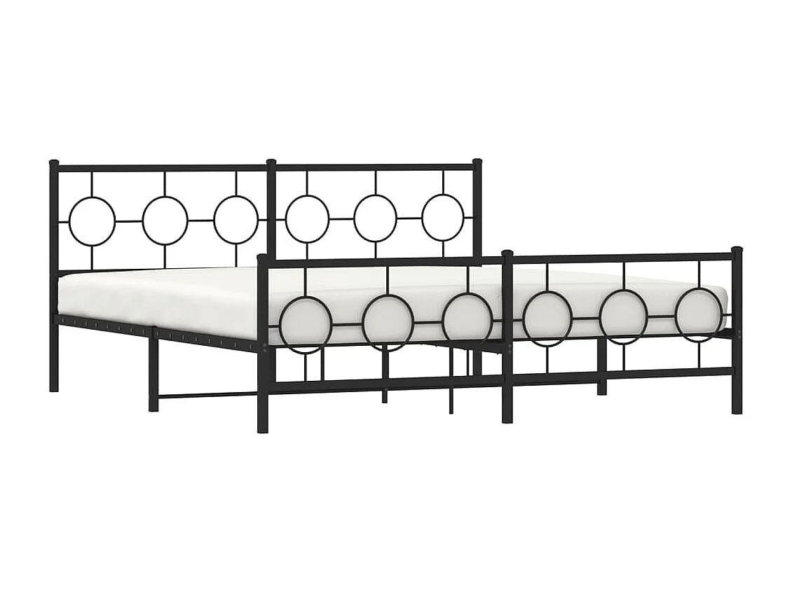Cadre de lit métal sans matelas avec pied de lit noir 183x213cm