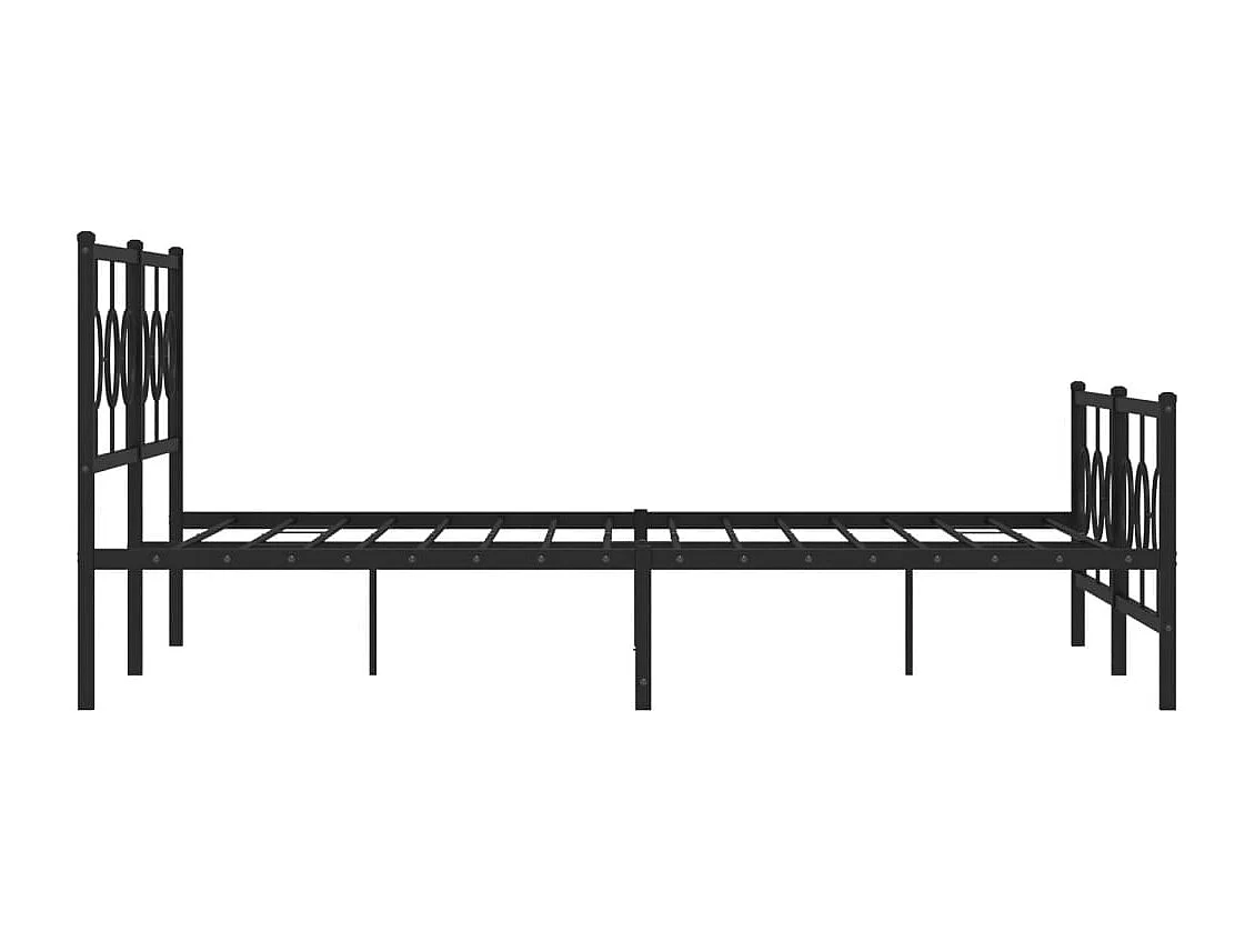 Cadre de lit métal sans matelas avec pied de lit noir 183x213cm