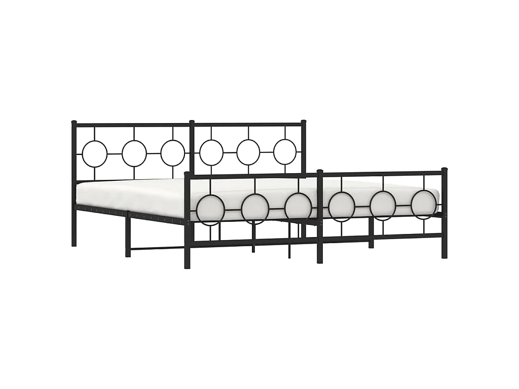 Cadre de lit métal sans matelas avec pied de lit noir 183x213cm