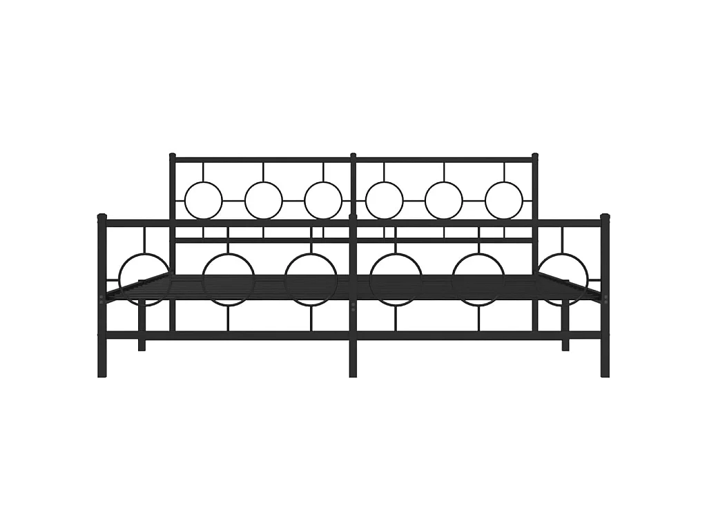 Cadre de lit métal sans matelas avec pied de lit noir 183x213cm