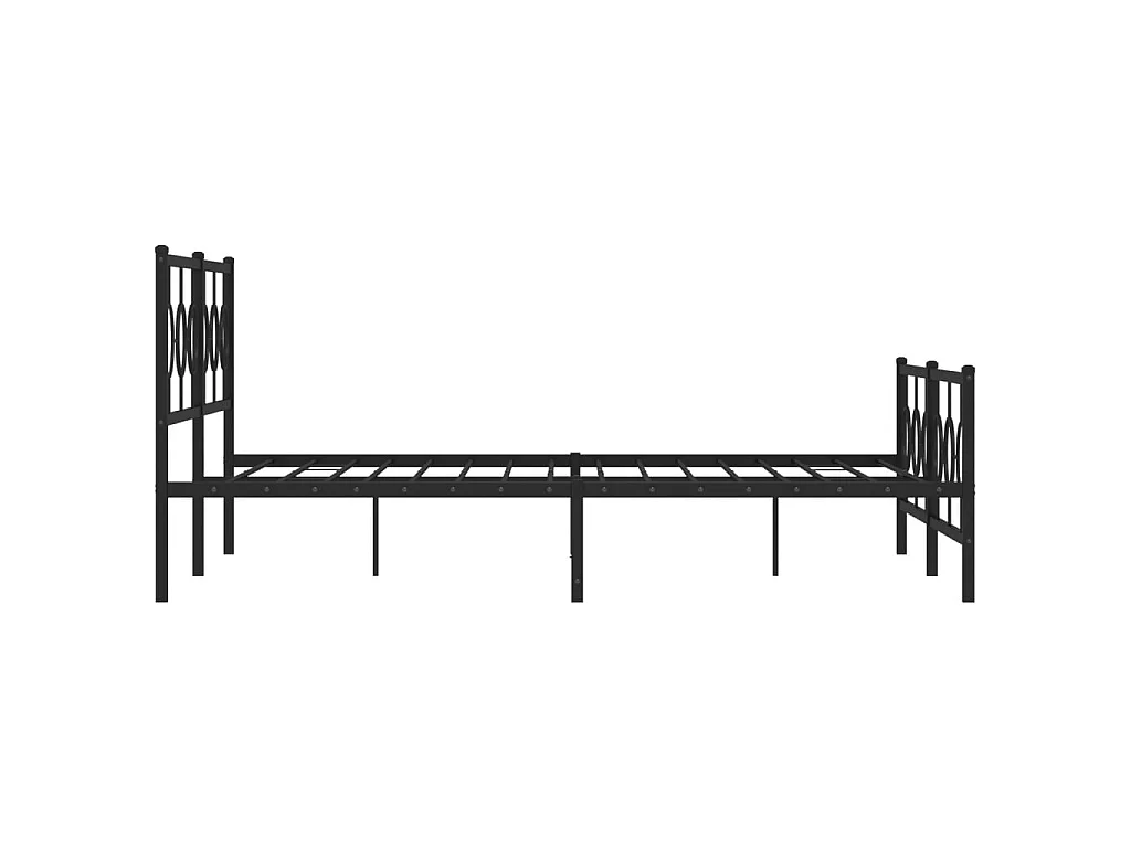 Cadre de lit métal sans matelas avec pied de lit noir 183x213cm