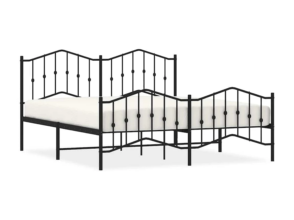 Cadre de lit métal sans matelas avec pied de lit noir 183x213cm