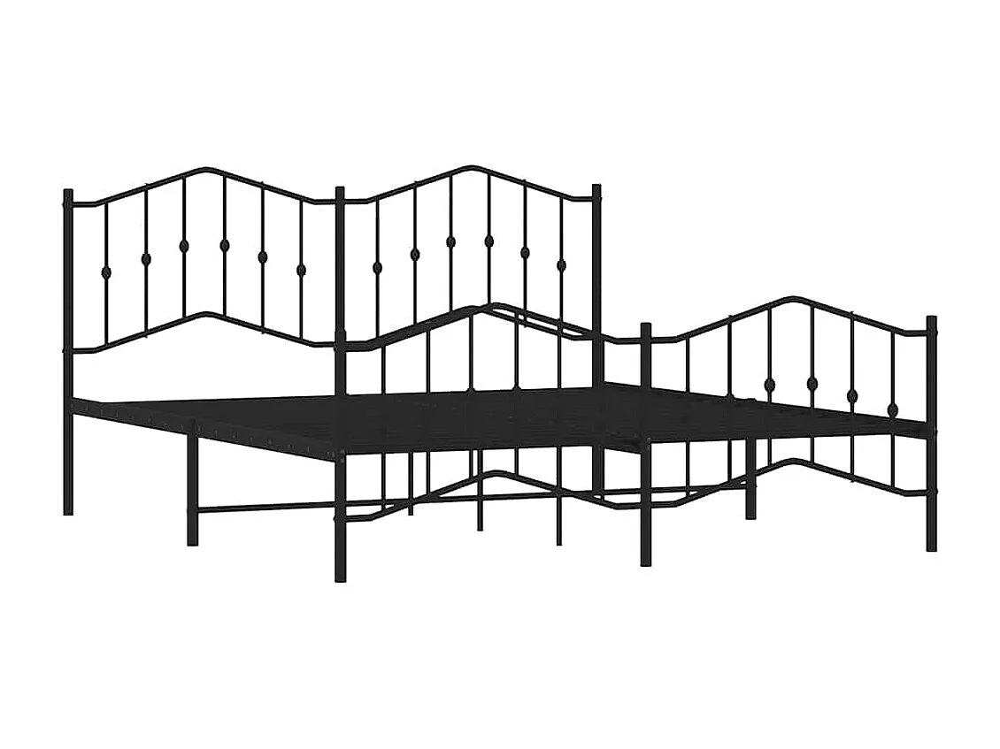 Cadre de lit métal sans matelas avec pied de lit noir 183x213cm