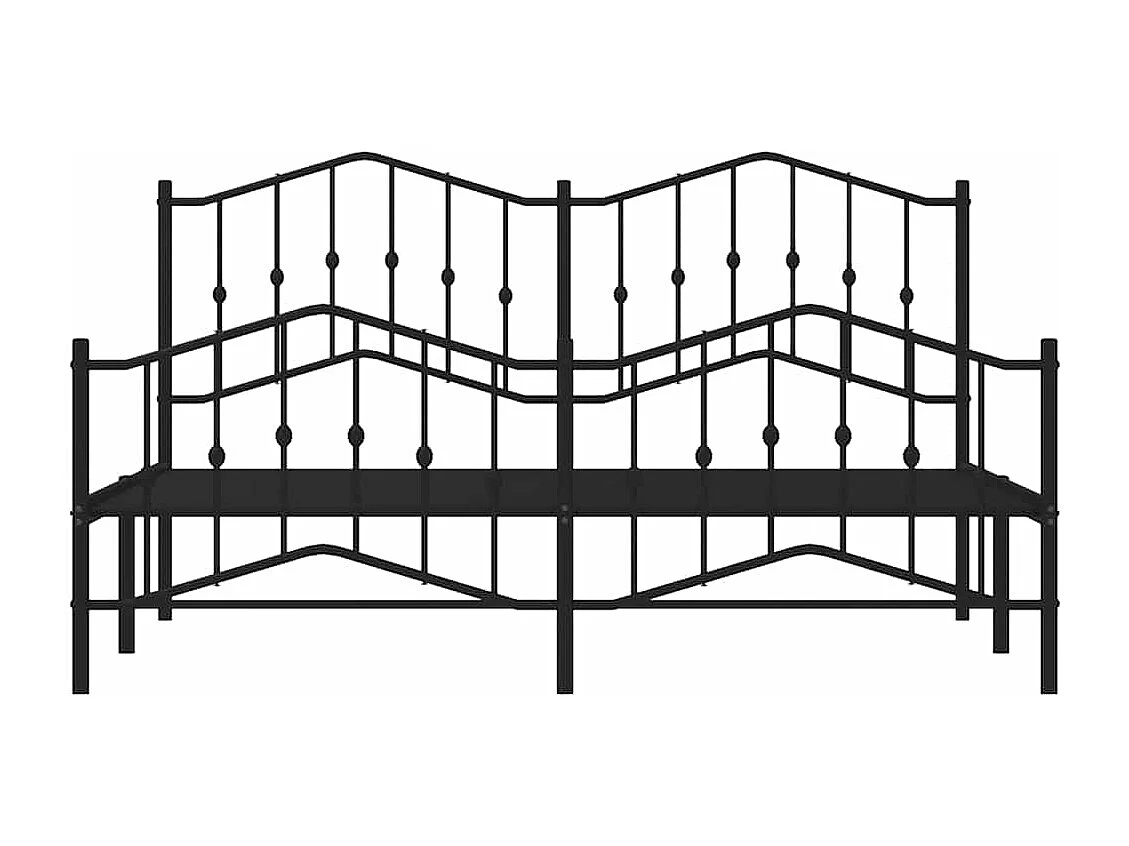 Cadre de lit métal sans matelas avec pied de lit noir 183x213cm