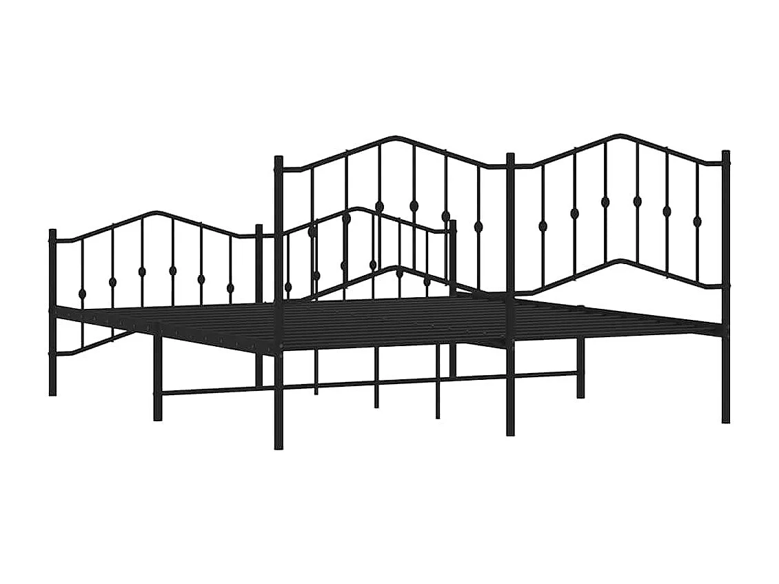 Cadre de lit métal sans matelas avec pied de lit noir 183x213cm