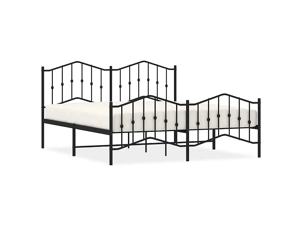 Bettgestell mit Kopf- und Fußteil Metall Schwarz 183x213 cm