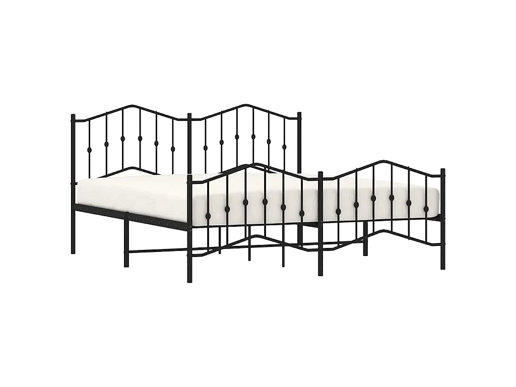 Bettgestell mit Kopf- und Fußteil Metall Schwarz 183x213 cm