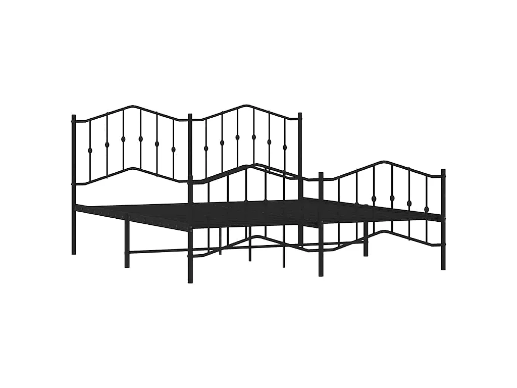 Bettgestell mit Kopf- und Fußteil Metall Schwarz 183x213 cm