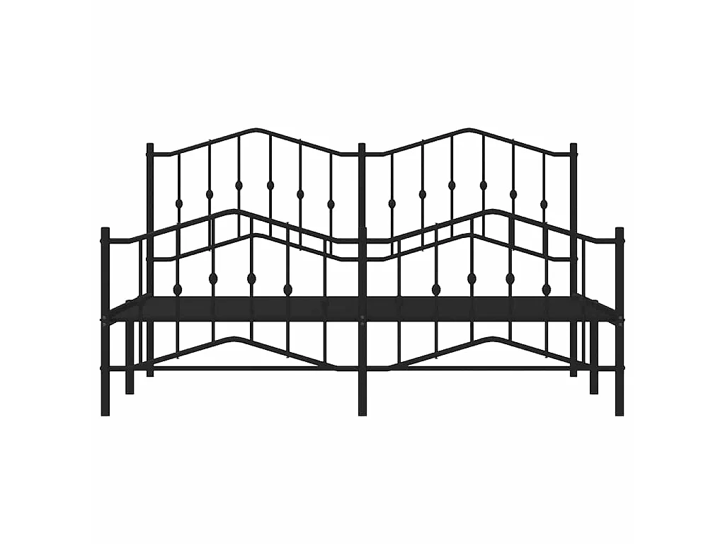 Bettgestell mit Kopf- und Fußteil Metall Schwarz 183x213 cm
