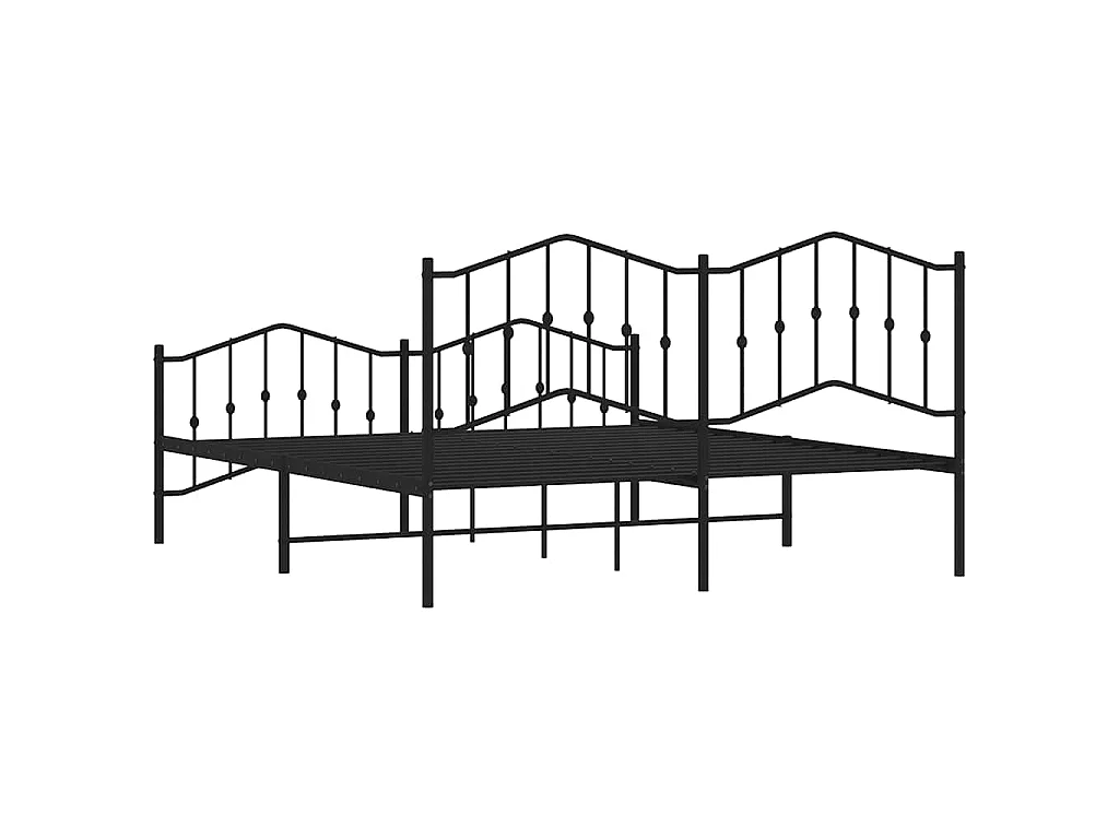 Bettgestell mit Kopf- und Fußteil Metall Schwarz 183x213 cm