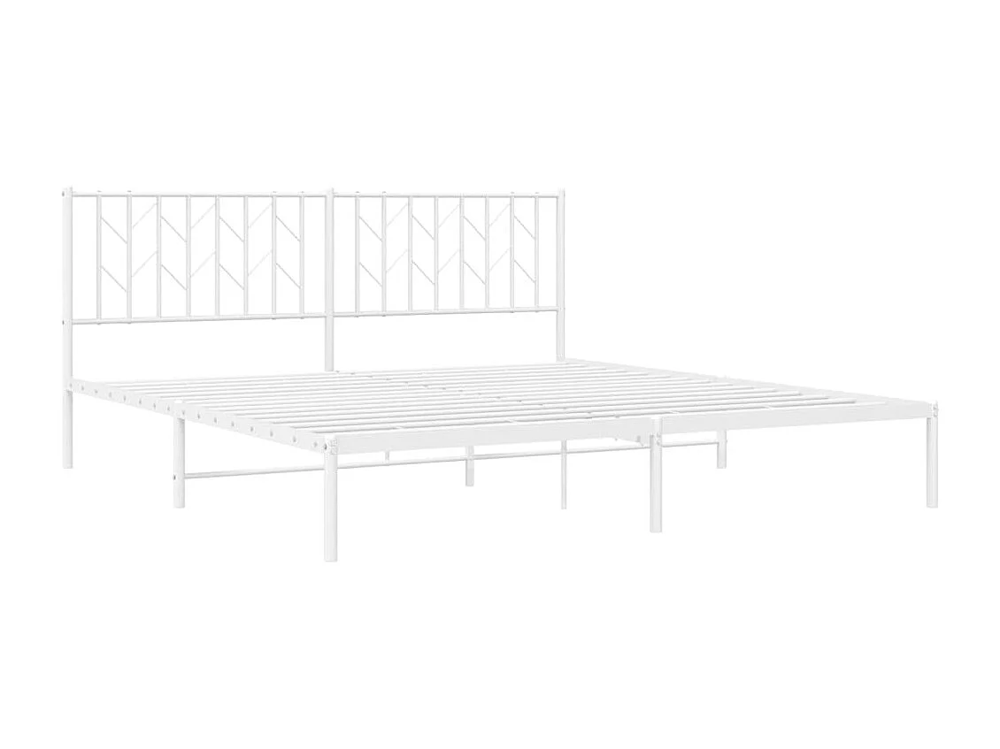 Cadre de lit métal sans matelas et tête de lit blanc 183x213 cm