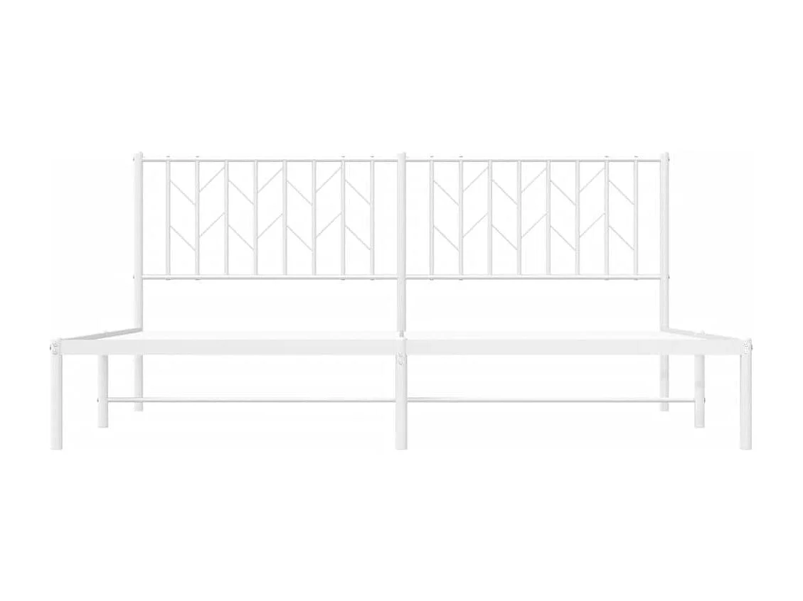 Cadre de lit métal sans matelas et tête de lit blanc 183x213 cm