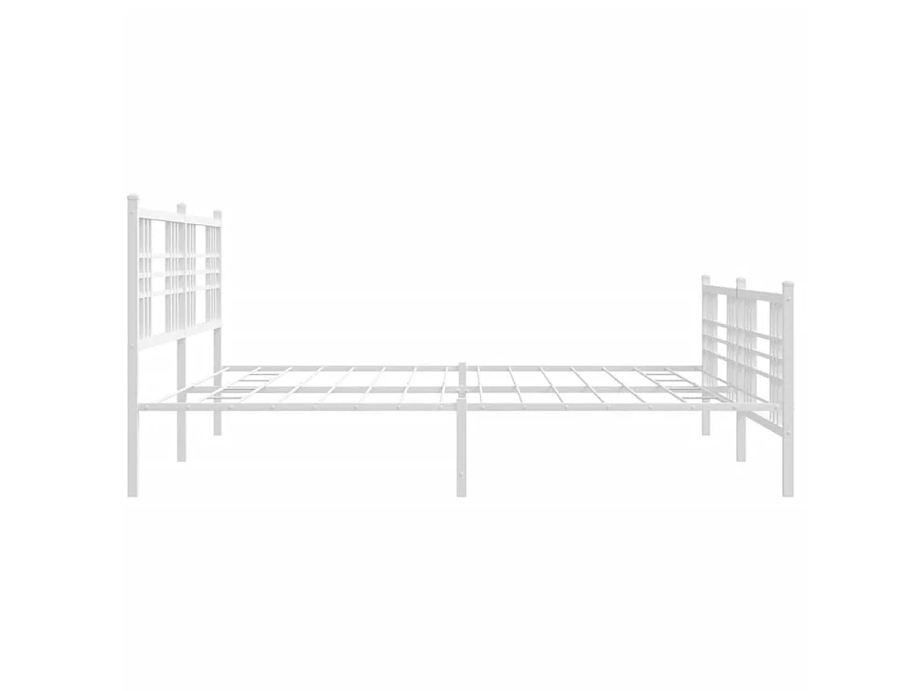 Cadre de lit métal sans matelas et pied de lit blanc 183x213 cm