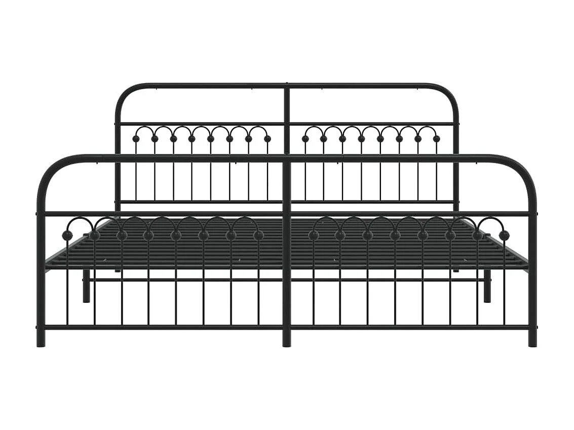 Cadre de lit métal sans matelas avec pied de lit noir 183x203cm