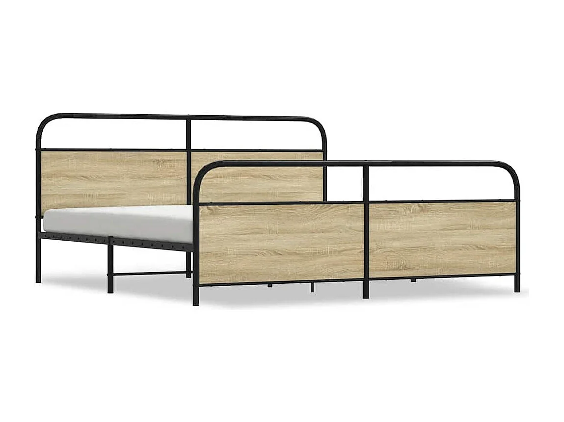 Cadre de lit en métal sans matelas chêne sonoma 183x213 cm