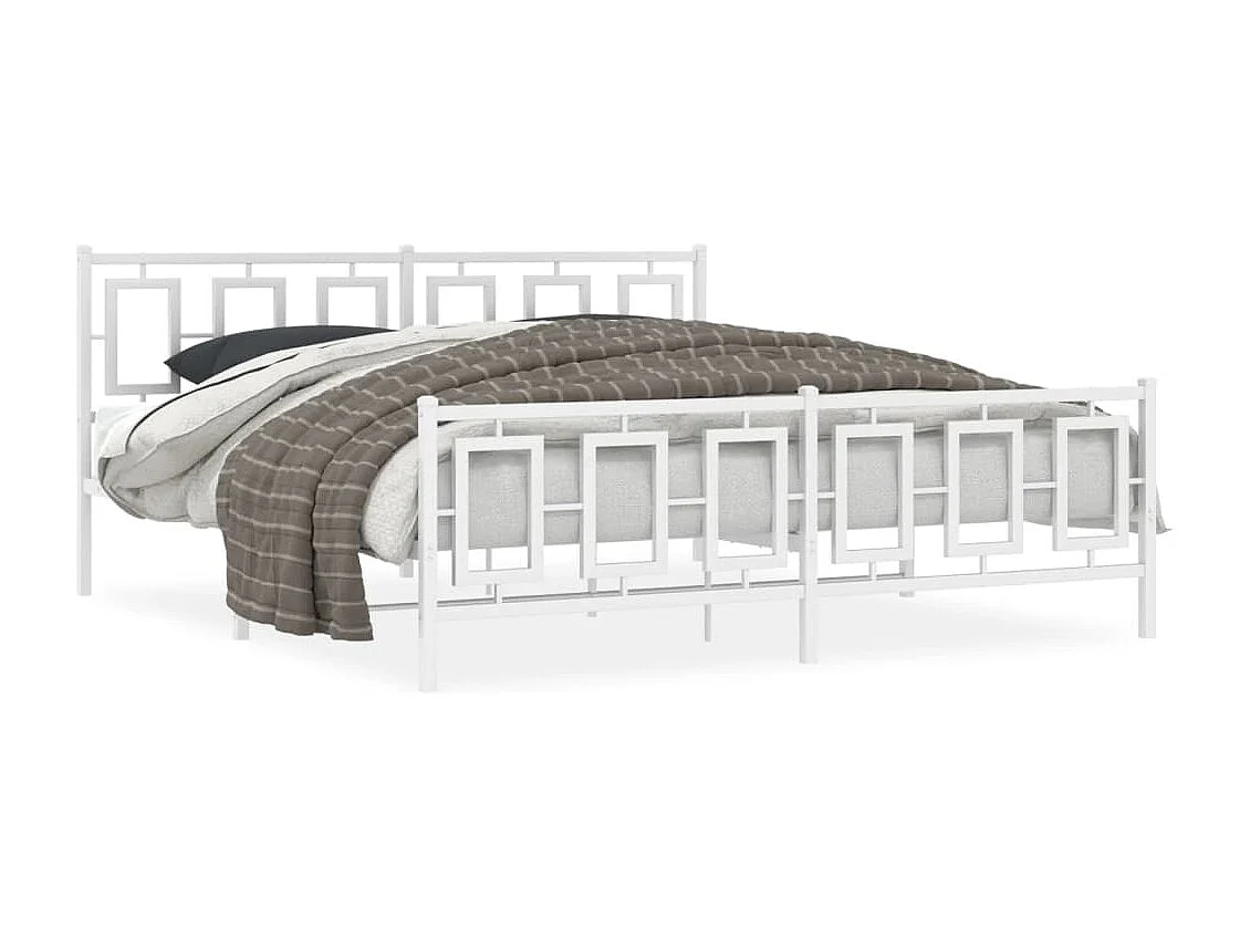 Bedframe met hoofd- en voeteneinde metaal wit 183x213 cm