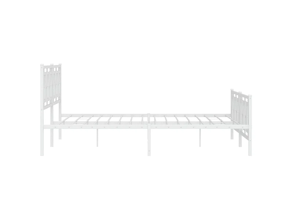 Cadre de lit métal sans matelas et pied de lit blanc 183x213 cm