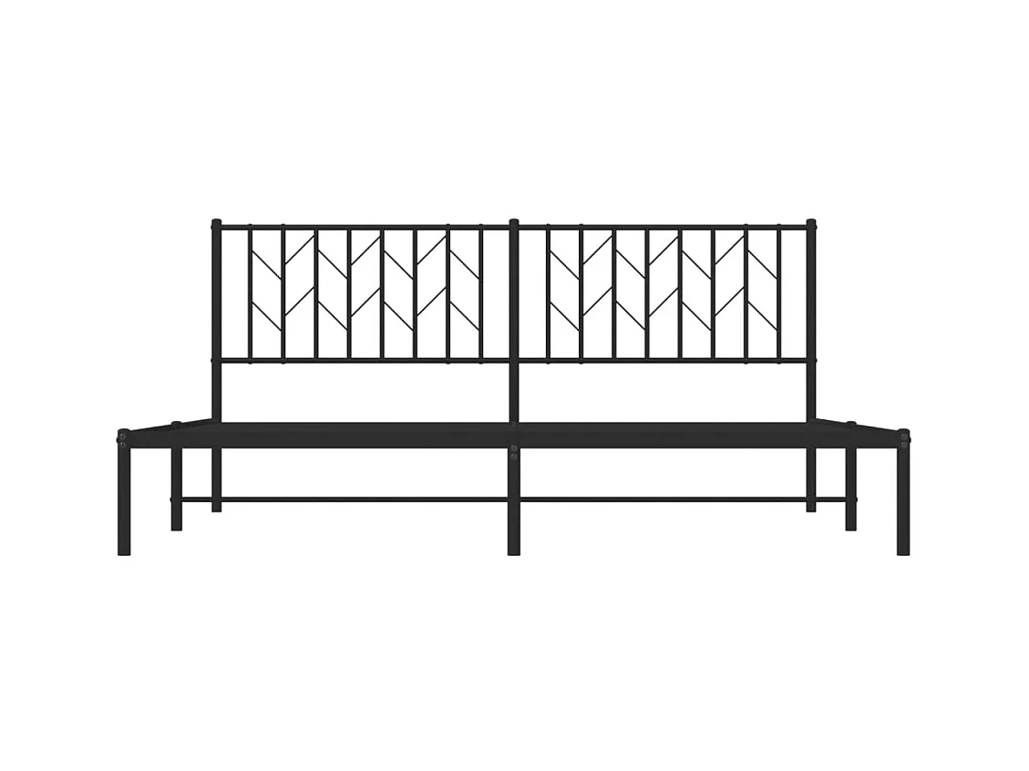 Cadre de lit métal sans matelas avec tête de lit noir 183x213cm