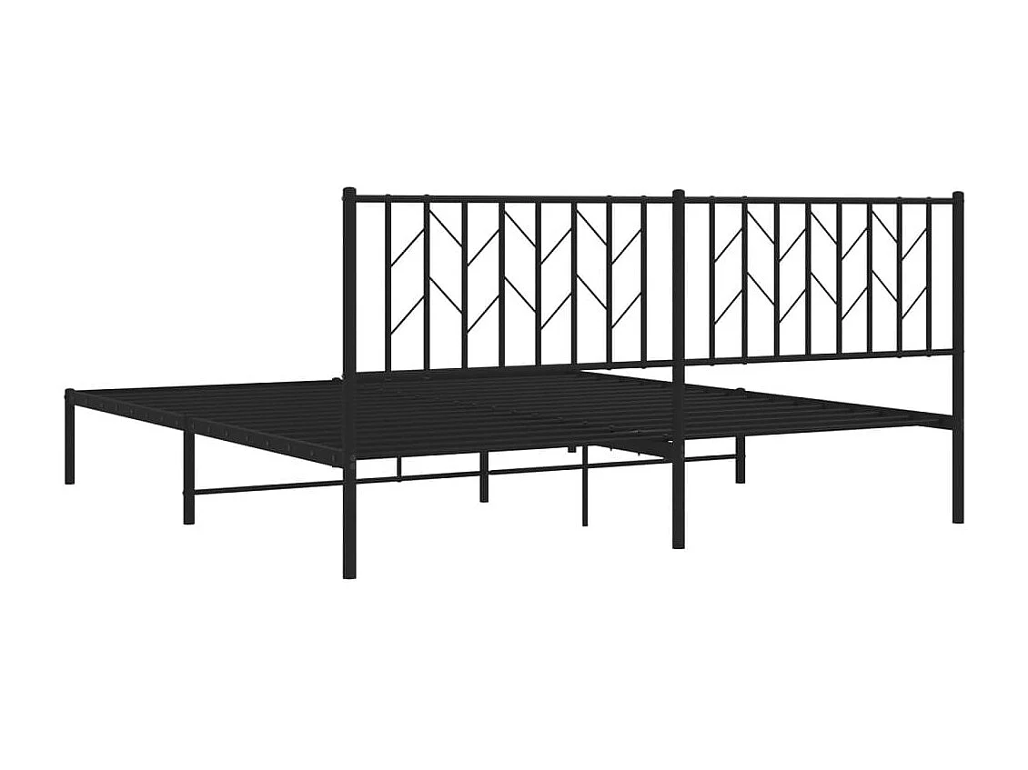 Cadre de lit métal sans matelas avec tête de lit noir 183x213cm