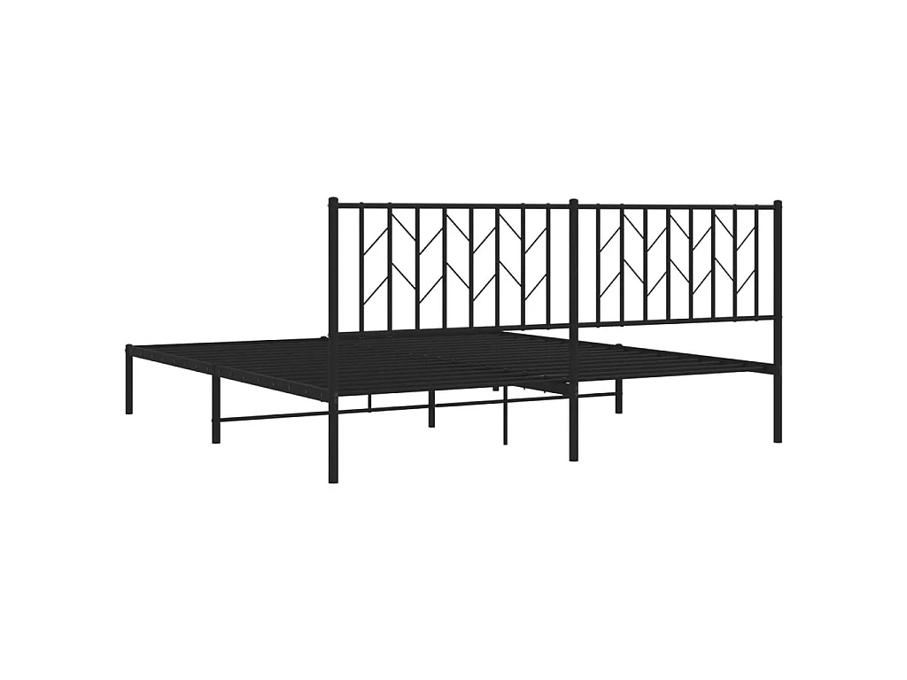 Cadre de lit métal sans matelas avec tête de lit noir 183x213cm
