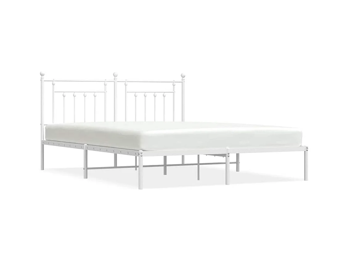 Cadre de lit métal sans matelas et tête de lit blanc 183x213 cm