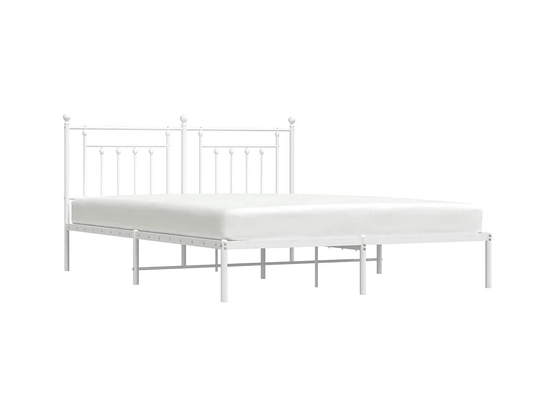 Cadre de lit métal sans matelas et tête de lit blanc 183x213 cm