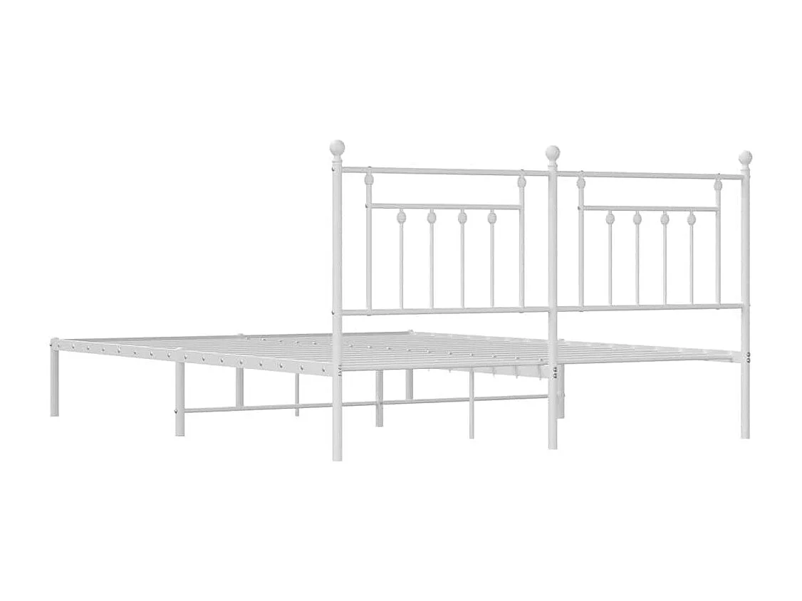 Cadre de lit métal sans matelas et tête de lit blanc 183x213 cm