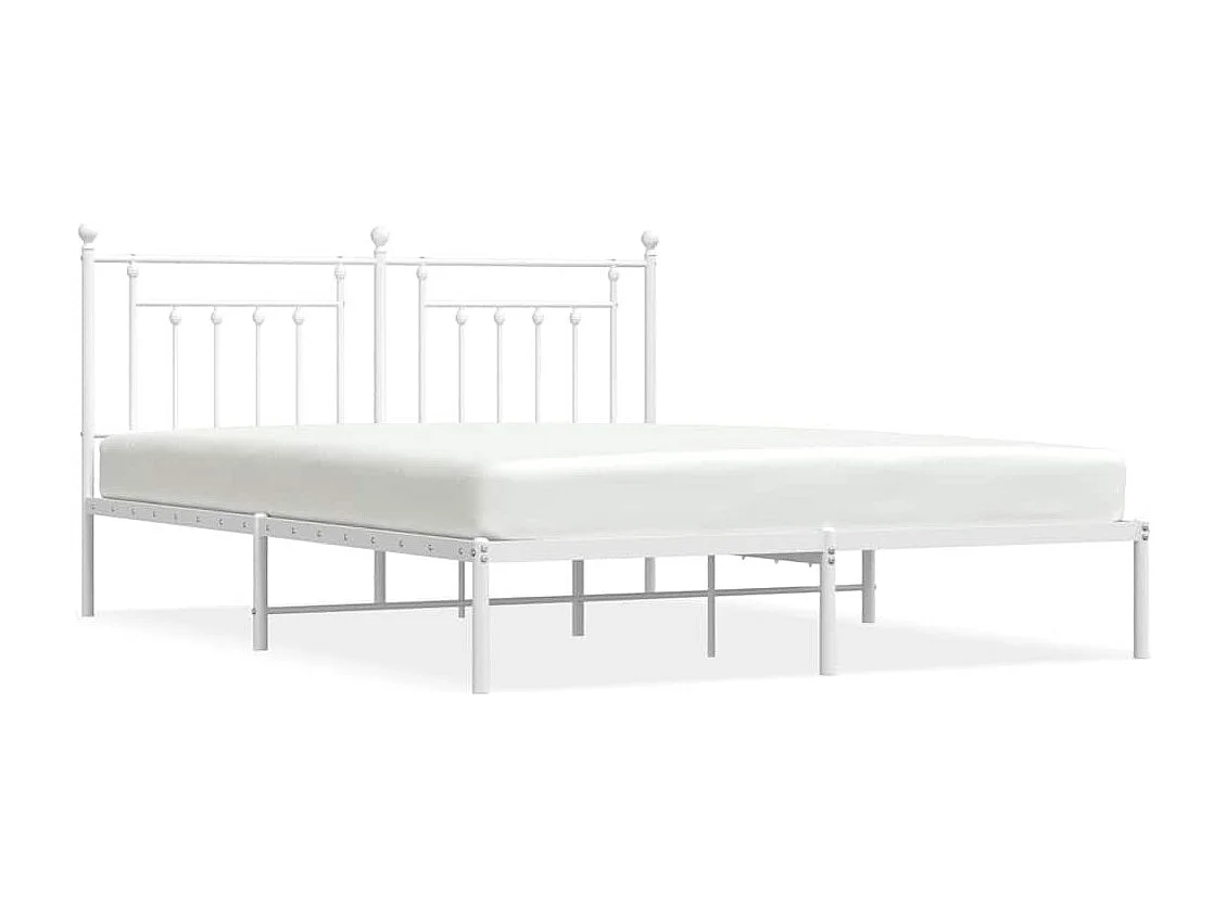 Bedframe met hoofdbord metaal wit 183x213 cm