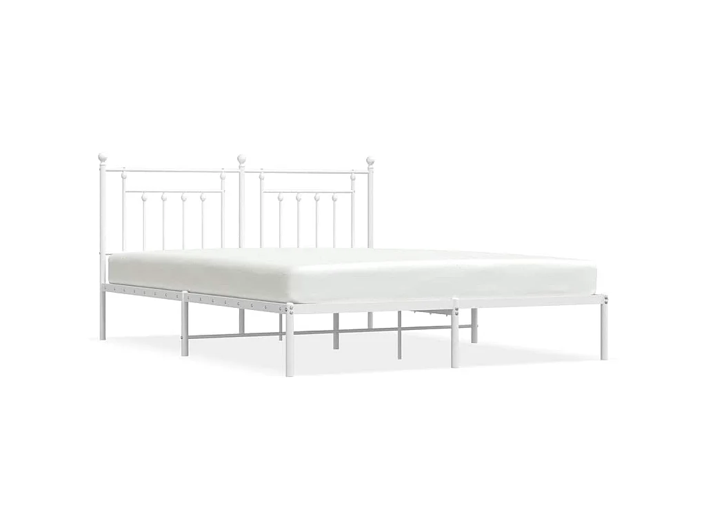 Cadre de lit métal sans matelas et tête de lit blanc 183x213 cm