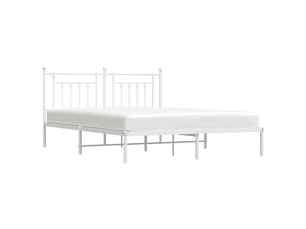 Cadre de lit métal sans matelas et tête de lit blanc 183x213 cm