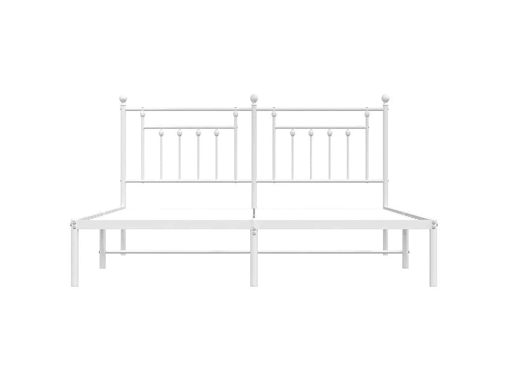 Cadre de lit métal sans matelas et tête de lit blanc 183x213 cm
