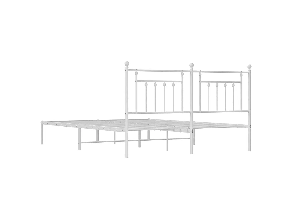 Cadre de lit métal sans matelas et tête de lit blanc 183x213 cm