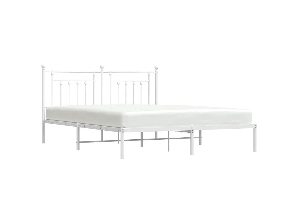 Cadre de lit métal sans matelas et tête de lit blanc 183x213 cm