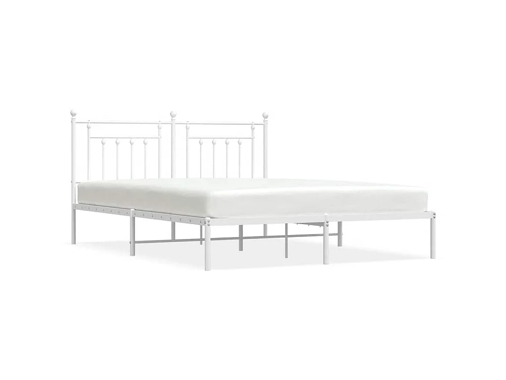 Cadre de lit métal sans matelas et tête de lit blanc 183x213 cm