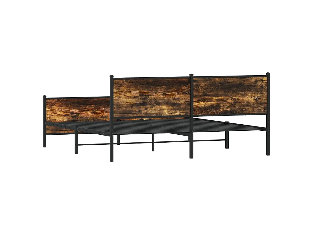 Estructura de cama sin colchón metal roble ahumado 183x213 cm