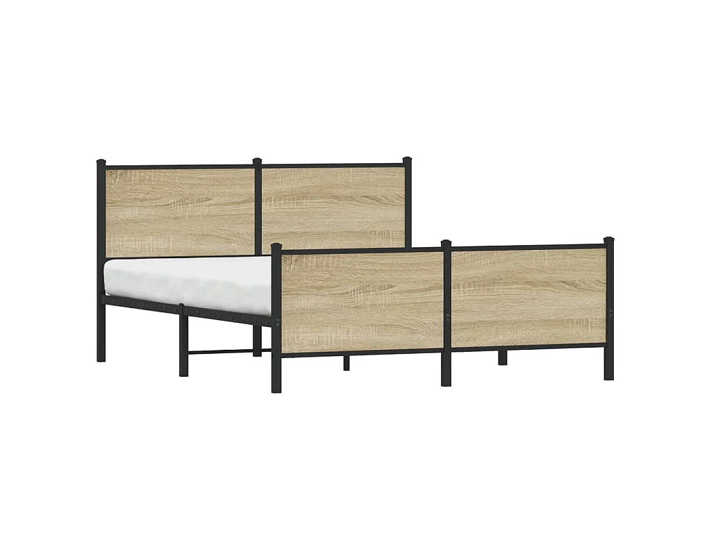Cadre de lit en métal sans matelas chêne sonoma 137x190 cm