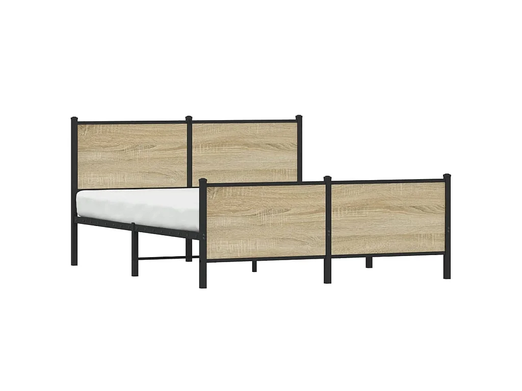 Cadre de lit en métal sans matelas chêne sonoma 137x190 cm