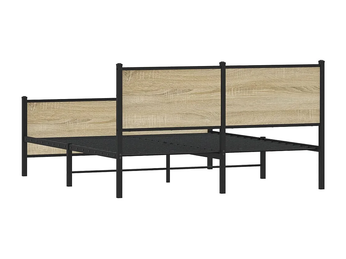 Cadre de lit en métal sans matelas chêne sonoma 137x190 cm