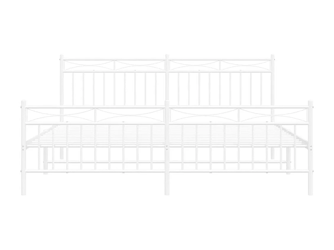 Cadre de lit métal sans matelas et pied de lit blanc 183x213 cm