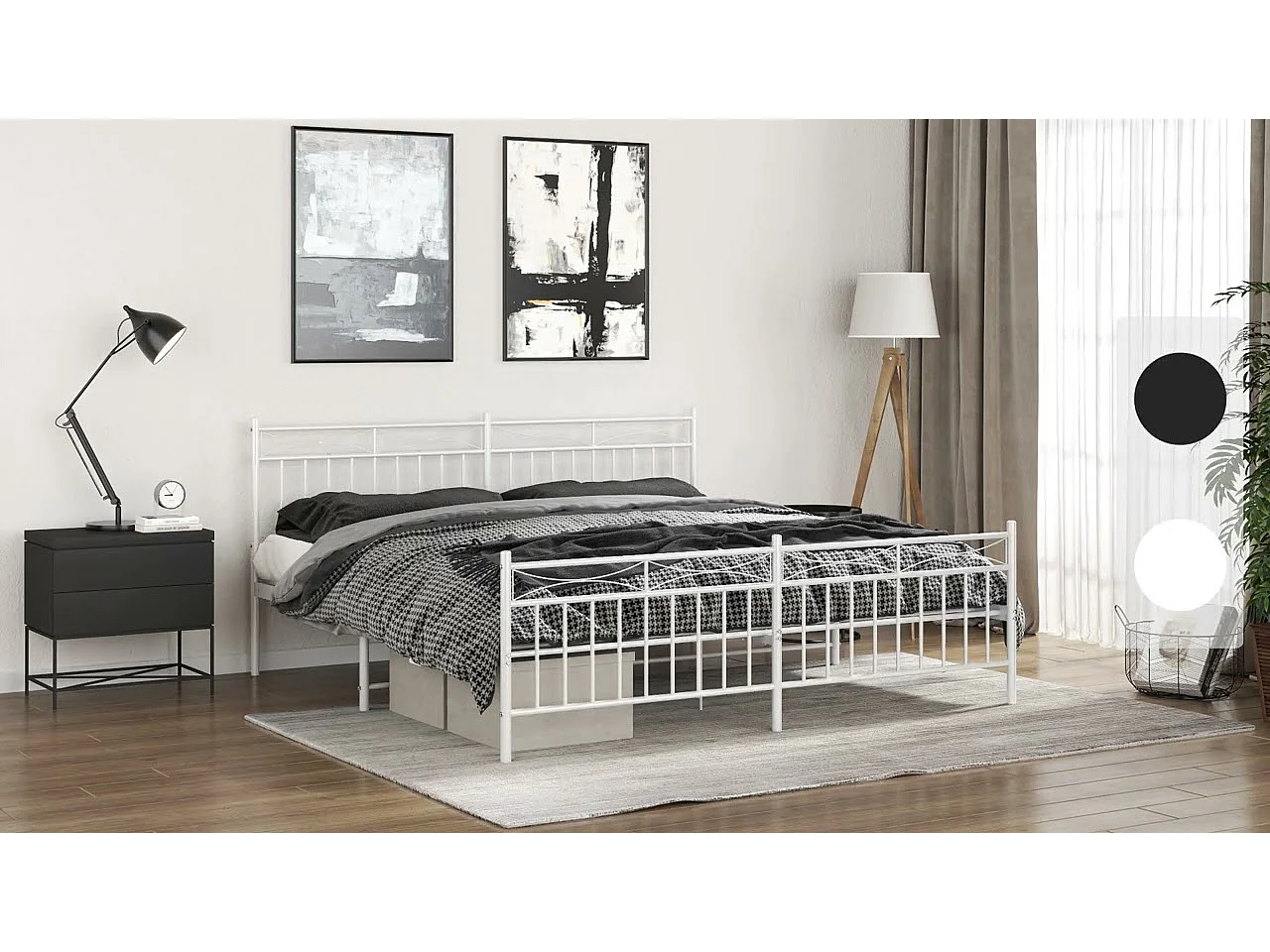 Bedframe met hoofd- en voeteneinde metaal wit 183x213 cm