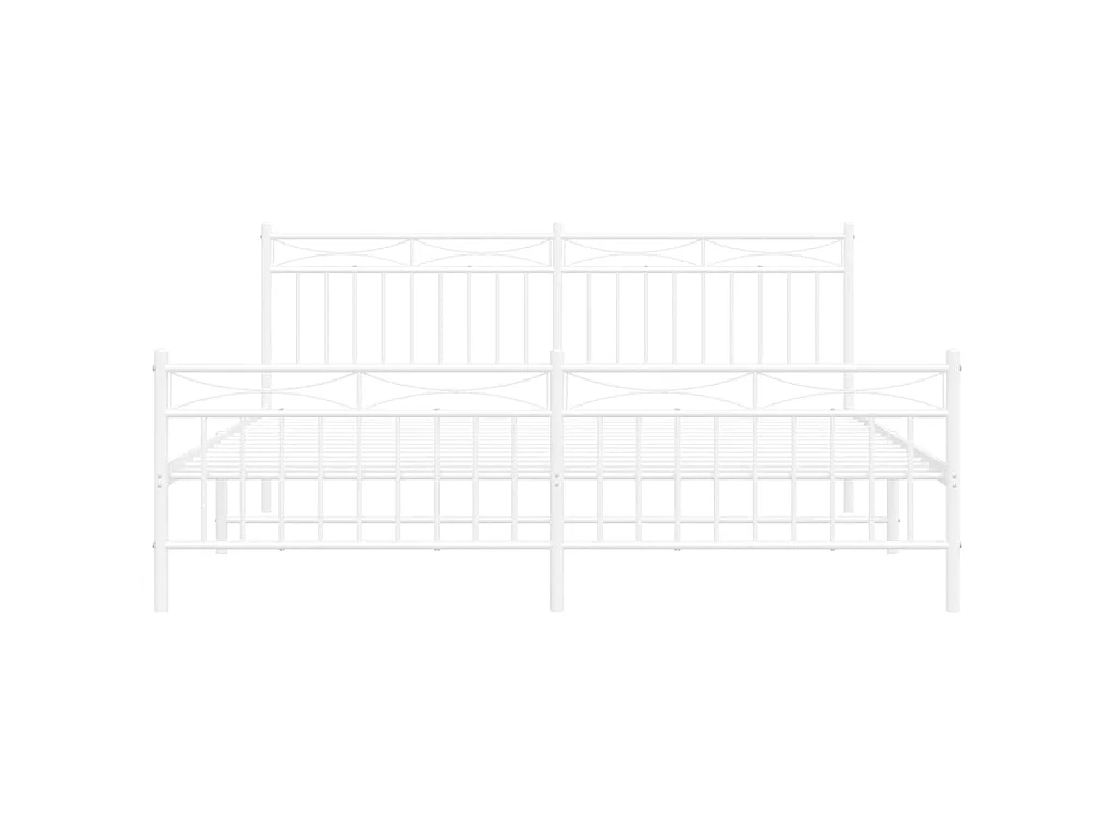 Cadre de lit métal sans matelas et pied de lit blanc 183x213 cm