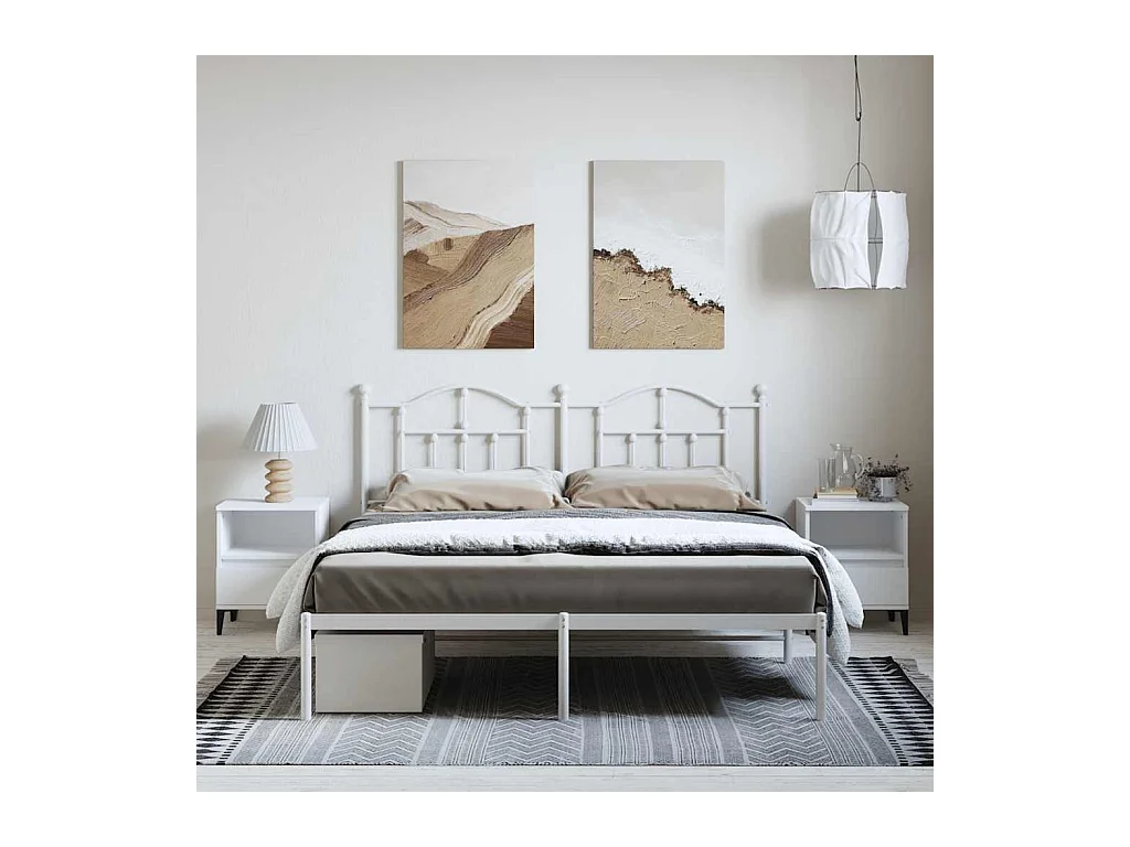 Estructura cama sin colchón con cabecero metal blanco 183x213cm