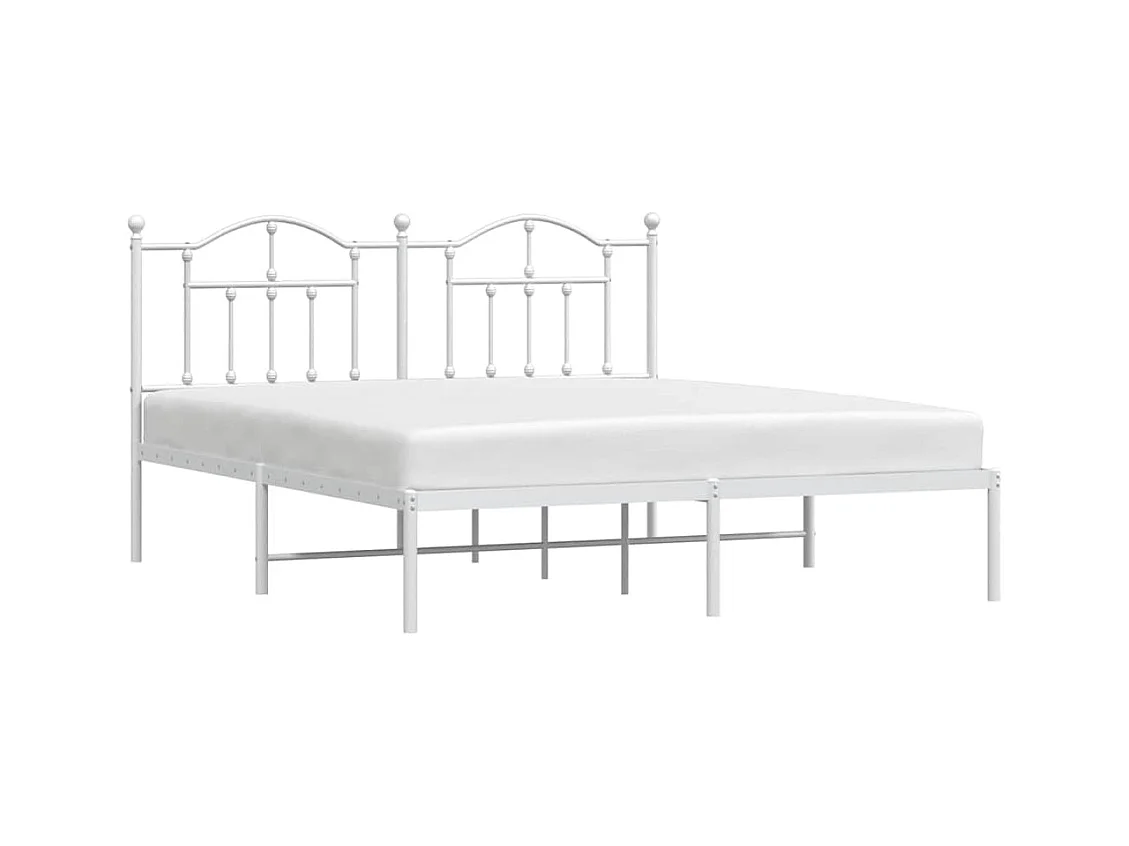 Estructura cama sin colchón con cabecero metal blanco 183x213cm