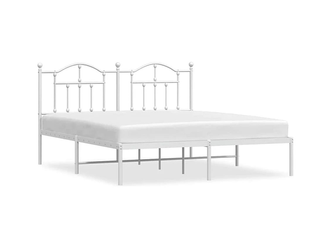 Cadre de lit métal sans matelas et tête de lit blanc 183x213 cm