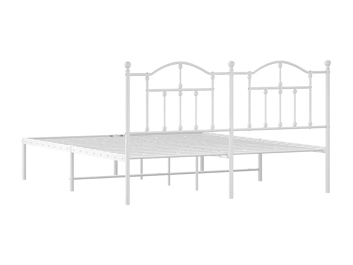 Cadre de lit métal sans matelas et tête de lit blanc 183x213 cm