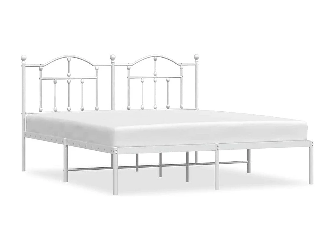 Cadre de lit métal sans matelas et tête de lit blanc 183x213 cm