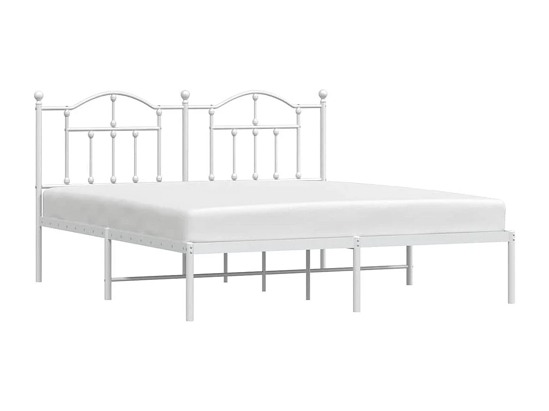 Cadre de lit métal sans matelas et tête de lit blanc 183x213 cm