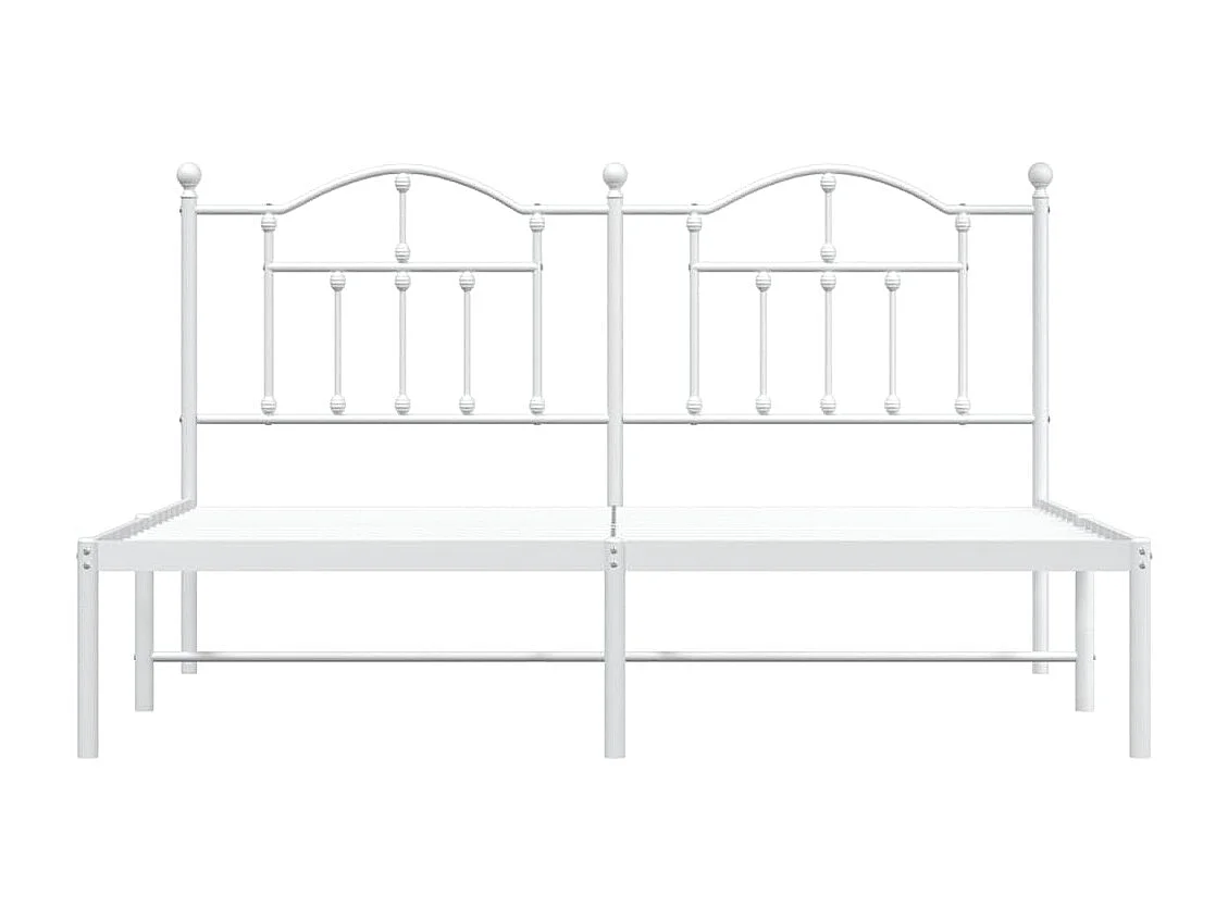 Cadre de lit métal sans matelas et tête de lit blanc 183x213 cm