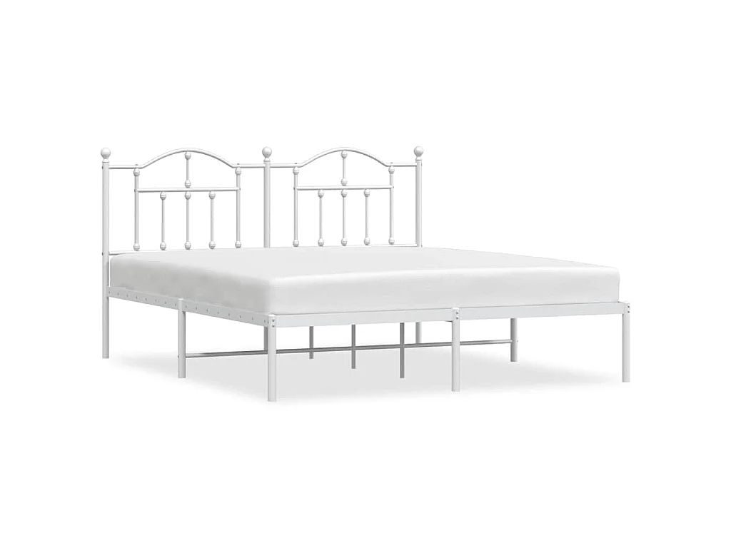 Cadre de lit métal sans matelas et tête de lit blanc 183x213 cm