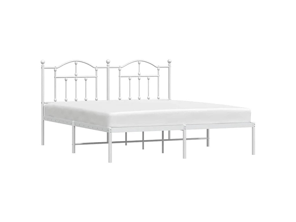 Cadre de lit métal sans matelas et tête de lit blanc 183x213 cm